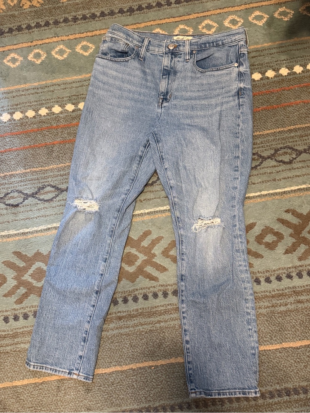 Madewell Light Blue Distressed Straight Leg Jeans